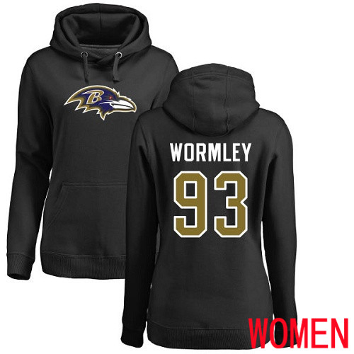 Baltimore Ravens Black Women Chris Wormley Name and Number Logo NFL Football #93 Pullover Hoodie Sweatshirt